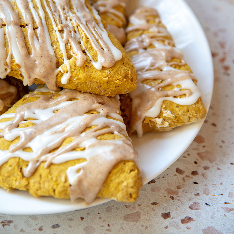 Pumpkin Scones with Spiced Glaze